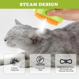Escova a vapor para cão e gato, pente de massagem 3 em 1, spray elétrico, pet grooming, silicone macio, para tirar o cabelo - Image 3
