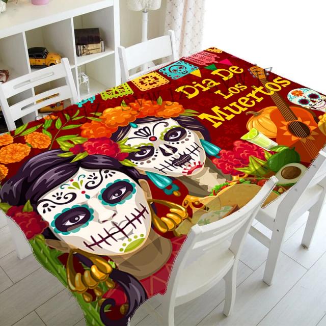 Toalha de Mesa Crânio do Dia dos Mortos: Decoração Festiva para Casa, Restaurante e Cozinha