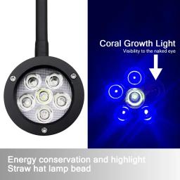 Luz de led para aquário marinho para iniciantes, tanque de reef, aquário azul, branco, 100v-240v, para 30-50 cm - Image 4