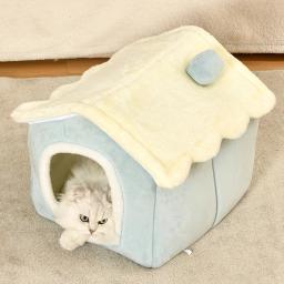 Hanpanda-Respirável Plush Pet Cave Bed, lavável e destacável Almofada Cat, Suprimentos Sofá macio, Casa Grande Espaço Kennel - Image 2