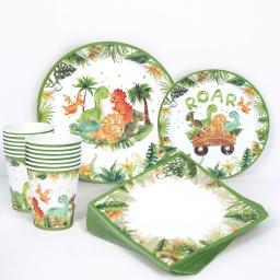 Descartável Cartoon Dinosaur Tableware, Decoração Do Partido, Fontes De Aniversário, Baby Shower, Selva Safari, Crianças - Image 2