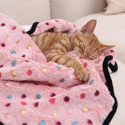 Cobertor macio e fofo para animais de estimação Padrão Dot, Cobertor quente aconchegante para gato, Cama de cães pequenos e grandes, Pet Shop, Bonito - Image 4