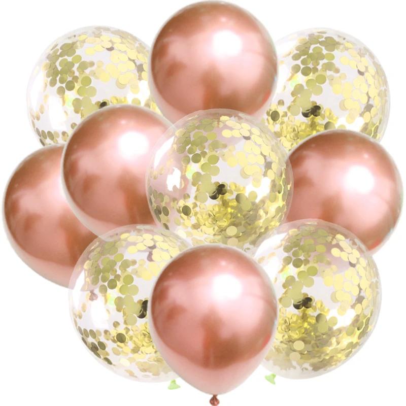 10 pcs balões de confete cromo metálico látex transparente hélio balão festa de aniversário do chuveiro do bebê adulto decoração de casamento bola - Image 1