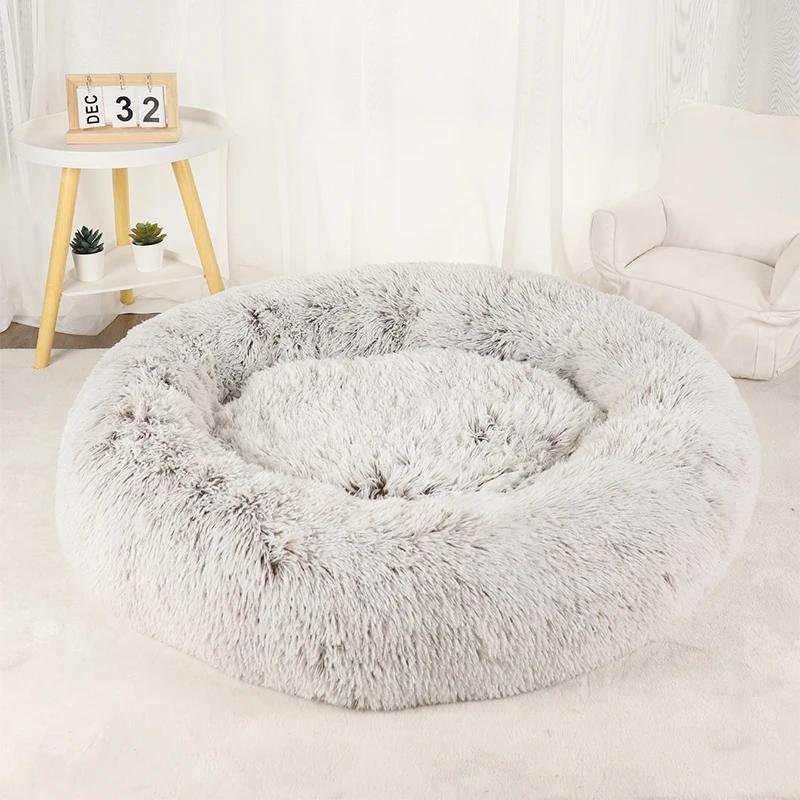 Donut Round Basket Cama de pelúcia para animais de estimação, acessórios grandes e médios, canil fofo, pequenos e filhotes, produtos laváveis para gatos e cães - Image 1
