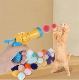 Plush Toy Gun Plush Launcher para Gato, Ferramenta interativa silenciosa, Mini Jogos de Tiro, Brinquedos Stretch Ball, Pet Shop, 1 Conjunto - Image 3