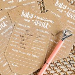 Cartões decorativos de papel kraft para chá de bebê, 5pcs, diy, decoração do partido batismo, ornamentos pendurados para o gênero revelar - Image 5