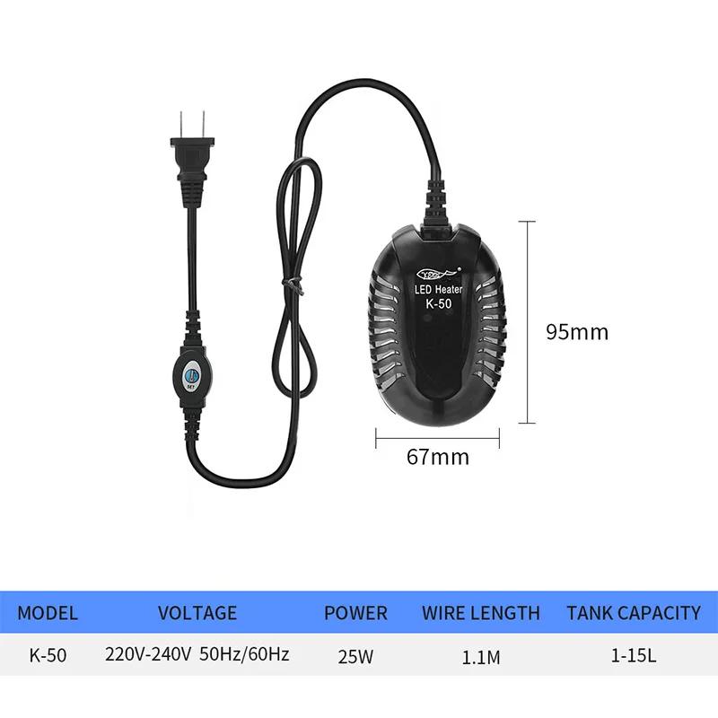 Mini aquecedor de aquário com controlador de temperatura, aquecedor submersível ajustável, display digital, plug UE, 220v, 25 w, 50 w, 75 w, 100w - Image 1