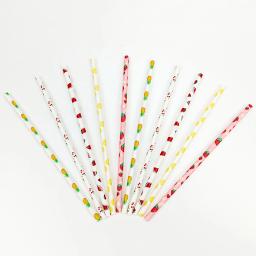 Canudos de papel de frutas, abacaxi, morango, limão, canudos criativos, decoração de aniversário, chá de bebê, 25pcs - Image 6