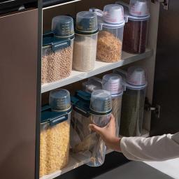 Recipiente de armazenamento de alimentos para cães e gatos, tanque de plástico selado à prova de umidade, recipiente de alimentos para animais de estimação com tampas, caixa de vedação, caixas de grãos de cozinha - Image 3