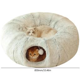 Cama redonda dobrável profunda do túnel do sono para animais de estimação, caverna quente, luxuoso longo, gatos e cães pequenos, inverno - Image 6