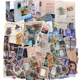 Adesivos artísticos para suprimentos de journaling, conjunto de adesivos estéticos, papel vintage para scrapbooking, planejadores, notebook, bricolage, 200pcs - Image 1