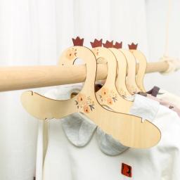 Bebê de madeira animal roupas cabide 5 pçs diy criativo cabides para roupas banho toalha casaco durável casa decoração do quarto das crianças - Image 4