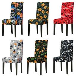 Halloween Abóbora Cadeira Capa, Stretch Dining Cadeira Slipcovers, Capas de assento, Anti-sujo, Lavável, Festa, Banquete, Hotel, Cozinha - Image 1