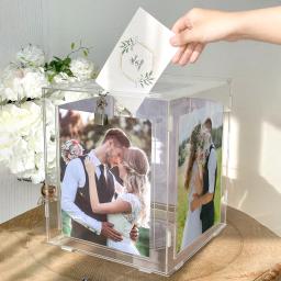 Caixa De Cartão De Casamento De Acrílico com Porta-retrato, Grande Envelope De Dinheiro Rotativo, Titular De Caixa De Cartão Para Graduação, Decoração De Festa De Aniversário - Image 5