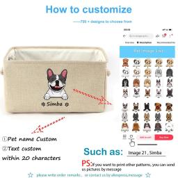 Personalizado Pet Storage Box, Dog Toy Basket, Cat Image, Name, Clothes Organizer, Acessórios Supplies, Free Print - Image 2