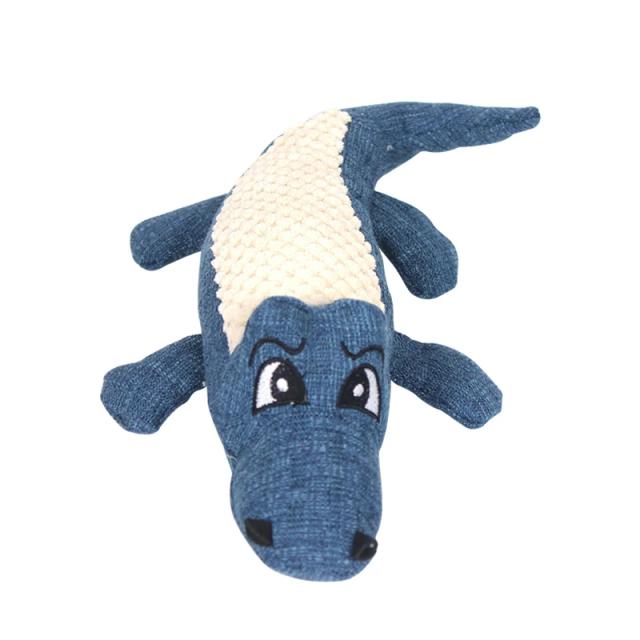 Brinquedo Interativo de Pelúcia em Forma de Jacaré para Cães - Chew Toy Sonoro e Ideal para Moagem dos Dentes e Treinamento