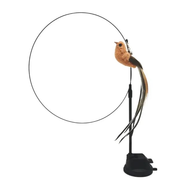 Varinha Teaser de Aço Epóxi para Gatos com Cabo Longo e Plumas - Brinquedo Atraente e Seguro para Seu Pet