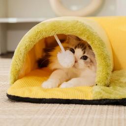 Plush Tunnel Toy Bed para gatos, almofada destacável, tapete de dormir lavável, Play Activity Carpet, House Supplies - Image 3