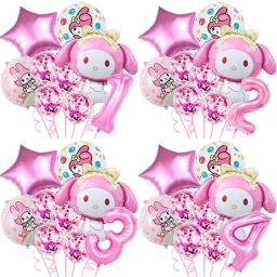 Mymelody-látex balão para festa de aniversário menina, acessórios de decoração, 1 a 9 anos - Image 1