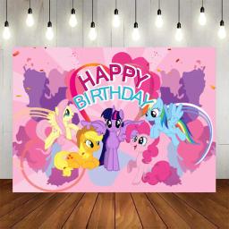 Arco-íris Unicórnio Tema Foto De Fundo, Little Pony Birthday Party Supplies, Favores Da Festa De Aniversário Da Menina, Fundo De Estúdio De Fotografia - Image 1