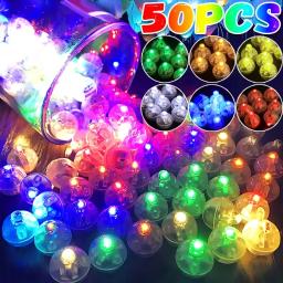 Mini LED Rodada Balão Luzes, Flash Lamp, Filler, Decorado Bola, Lanterna de Papel, Festa Festival, 50pcs - Image 1
