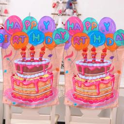 Colorido aniversário cadeira capa para crianças, bolo Seat Covers, Happy Birthday Decorações, Home Party - Image 1