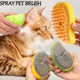 Escova de cabelo a vapor para animais de estimação, escova elétrica Spray, escova vaporosa do cão, massagem gato, pente pet, pentes depiladores, 3 em 1 - Image 1