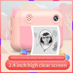 Nova câmera de impressão instantânea para crianças térmica sem impressão de tinta brinquedo 1080p hd câmera digital fotografia vídeo para crianças presentes aniversário - Image 4