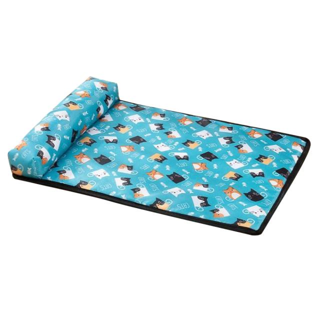 Cama confortável para pets com travesseiro, almofada de resfriamento e cobertor de seda de gelo