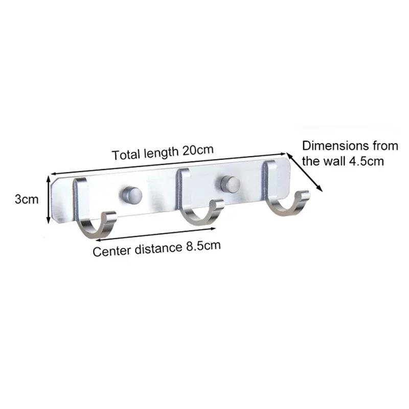 Ganchos de parede de alumínio Punch-free, cremalheira do armazenamento, cremalheira, salvar o espaço, preto, prata, porta, parte traseira, roupa, banheiro, toalha, 1Pc - Image 1