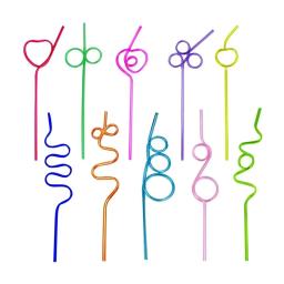 Louco Encaracolado Descartável Canudos, Tubo de plástico colorido, Kids Birthday Party Supplies, Bar Acessórios, 10Pcs - Image 2