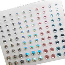 Rosto e Corpo Colorido Diamonds Jewels Adesivos, Decoração de Maquiagem, Festa, Festival, Pérolas, Auto-adesivo, EyeShadow Acrílico, 1-6Pcs - Image 4