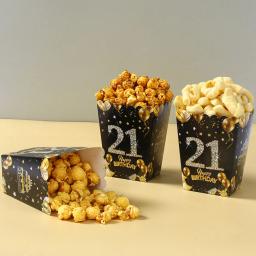 Caixa de Pipocas de Papel de Aniversário, Preto e Dourado, Suprimentos para Adultos, 18 21 30 40 50 60 Anos, 6 peças - Image 3