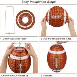 Lanterna de papel DIY para decoração de aniversário, abajur artesanal para crianças, basquete, futebol, beisebol, rugby, feliz aniversário, suprimentos para meninos, moda - Image 5