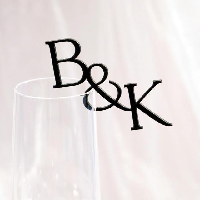 Tags de Bebida Personalizadas para Casamento, Topper de Vidro e Agitadores de Drinks em Acrílico - Disponível em Packs de 20, 50 e 100 Peças