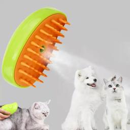 USB Rechargeable Massage Comb, Escova de vapor para gatos, Puppy Hair Care Supplies, Remove o cabelo emaranhado, 3 em 1 Electric Pet Brush Dog - Image 1