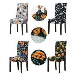 Halloween Abóbora Cadeira Capa, Elastic à prova de poeira Slipcovers, Lavável Jantar Seat Covers, Festa, Hotel, Cozinha, Casa, 1Pc - Image 1