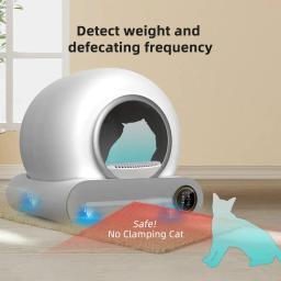 Tonepie Caixa Inteligente Automática Cat Litter, Auto Limpeza, Controle de Aplicativos, Banheiro Pet Cat, Desodorizador Iônico, Arenero Gato, 65L - Image 4