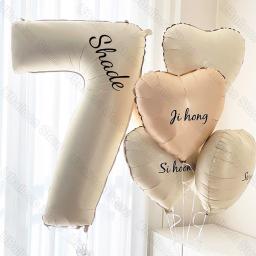 Balão personalizado do número do aniversário, grande, marrom, caramelo, creme, bege, coração, balão do nome para a decoração do aniversário - Image 1