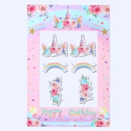 Quadro fotográfico do tema do unicórnio para crianças, suporte fotográfico de papel, decoração de festa de aniversário, chá de bebê - Image 6