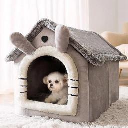 Casa dobrável para gatos com castelo destacável, acessórios para ninho lavável, cama para cães pequenos e gatos, suprimentos para animais, inverno - Image 2