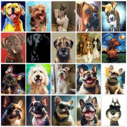 GATYZTORY-Colorir por números Kits para adultos, cães, animais, DIY, sobre tela com moldura, tinta acrílica, pintura por número, decoração da casa - Image 1