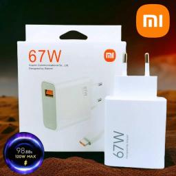Xiaomi 67w carregador turbo carga rápida adaptador ue/eua cabo usb tipo c para redmi nota pro mi 13 lite k60 k60e k50 civi 3 2 - Image 1