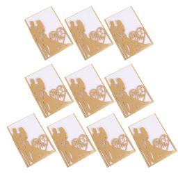 Escavar cartões do convite para o casamento, papel noiva e noivo convites cartões, 10 unid - Image 6