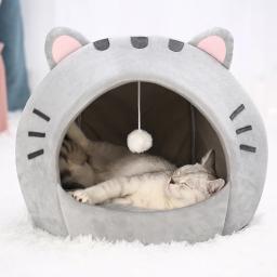 Super Cat Bed Warm Pet House Kitten Cave Cushion Cat House Warm Sleeping Dog Basket Tent Small Dog Mat Suprimentos Cama para gatos - Image 1