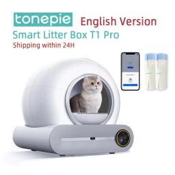 Tonepie Caixa Inteligente Automática Cat Litter, Auto Limpeza, Controle de Aplicativos, Banheiro Pet Cat, Desodorizador Iônico, Arenero Gato, 65L - Image 1