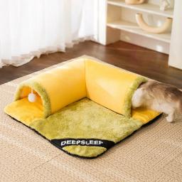 Plush Tunnel Toy Bed para gatos, almofada destacável, tapete de dormir lavável, Play Activity Carpet, House Supplies - Image 4