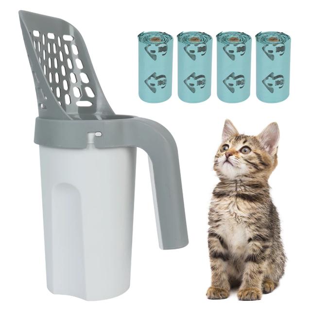 Ferramenta Portátil para Limpeza de Caixa de Areia de Gato com Saco de Lixo Inclusos