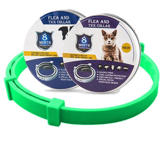 Coleira repelente de pulgas e carrapatos para cães e gatos até 8 meses - proteção eficaz contra insetos e doenças.