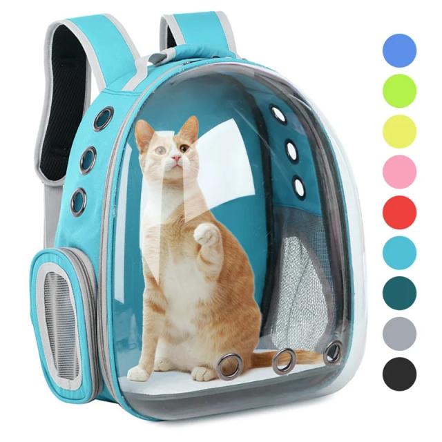 Mochila Transportadora Respirável e Transparente para Gatos e Cachorros com Design Espacial